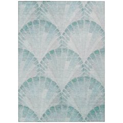 Machine Washable Indoor/Outdoor Chantille ACN2401 Teal 10' x 14' Rug