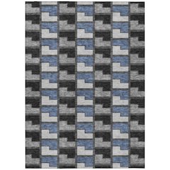 Machine Washable Indoor/Outdoor Chantille ACN2417 Black 10' x 14' Rug