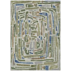 Machine Washable Indoor/Outdoor Chantille ACN2432 Green 10' x 14' Rug