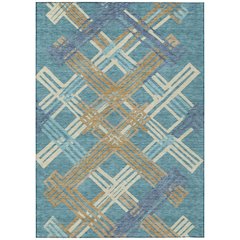 Machine Washable Indoor/Outdoor Chantille ACN2452 Teal 10' x 14' Rug
