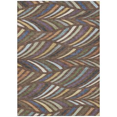 Machine Washable Indoor/Outdoor Chantille ACN2475 Brown 10' x 14' Rug