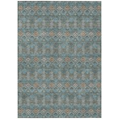 Machine Washable Indoor/Outdoor Chantille ACN2487 Teal 10' x 14' Rug