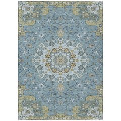 Machine Washable Indoor/Outdoor Chantille ACN2489 Teal 10' x 14' Rug