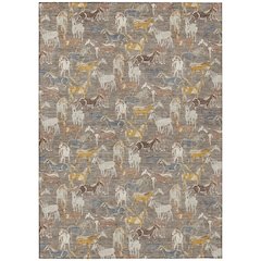 Machine Washable Indoor/Outdoor Chantille ACN2520 Brown 10' x 14' Rug
