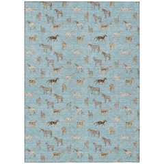 Machine Washable Indoor/Outdoor Chantille ACN2521 Blue 10' x 14' Rug