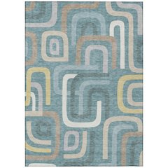 Machine Washable Indoor/Outdoor Chantille ACN2551 Teal 10' x 14' Rug