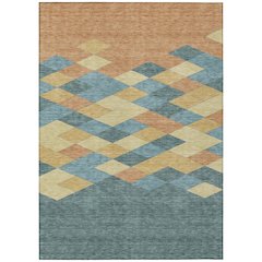 Machine Washable Indoor/Outdoor Chantille ACN2555 Teal 10' x 14' Rug