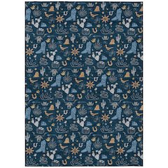 Machine Washable Indoor/Outdoor Chantille ACN2562 Blue 10' x 14' Rug