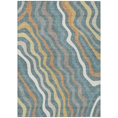 Machine Washable Indoor/Outdoor Chantille ACN2570 Teal 10' x 14' Rug