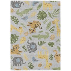 Machine Washable Indoor/Outdoor Chantille ACN2578 Gray 10' x 14' Rug