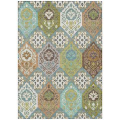 Machine Washable Indoor/Outdoor Chantille ACN2588 Teal 10' x 14' Rug