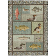 Machine Washable Indoor/Outdoor Chantille ACN2606 Green 10' x 14' Rug