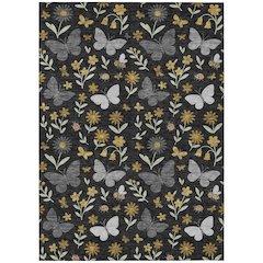 Machine Washable Indoor/Outdoor Chantille ACN2618 Black 10' x 14' Rug
