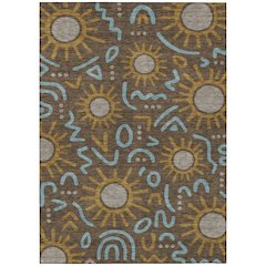 Machine Washable Indoor/Outdoor Chantille ACN2620 Brown 10' x 14' Rug