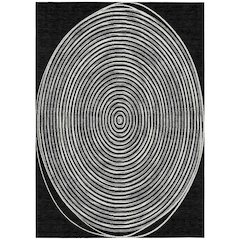Machine Washable Indoor/Outdoor Chantille ACN2647 Black 10' x 14' Rug