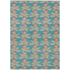 Machine Washable Indoor/Outdoor Chantille ACN2684 Teal 10' x 14' Rug