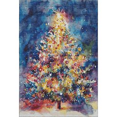 Luxury Washable Indoor/Outdoor Merry & Bright Navy 10' x 14' Rug