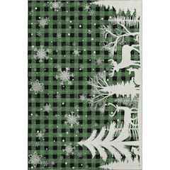 Luxury Washable Indoor/Outdoor Merry & Bright Green 10' x 14' Rug