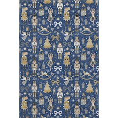 Luxury Washable Indoor/Outdoor Merry & Bright Navy 10' x 14' Rug