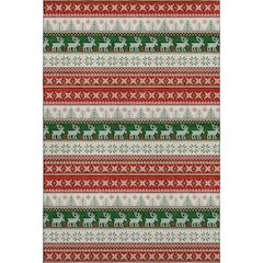 Luxury Washable Indoor/Outdoor Merry & Bright Red 10' x 14' Rug