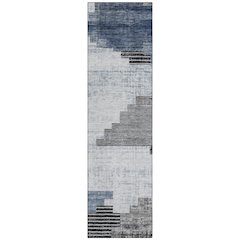 Machine Washable Indoor/Outdoor Chantille Blue 2'3" x 7'6" Runner Rug