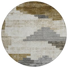 Machine Washable Indoor/Outdoor Chantille Brown 8' x 8' Round Rug