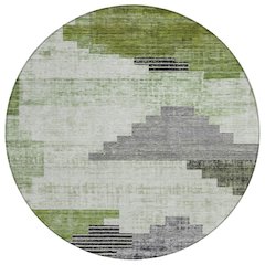Machine Washable Indoor/Outdoor Chantille Fern 8' x 8' Round Rug