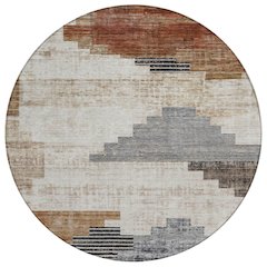 Machine Washable Indoor/Outdoor Chantille Paprika 8' x 8' Round Rug