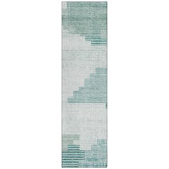 Machine Washable Indoor/Outdoor Chantille Teal 2'3" x 7'6" Runner Rug