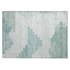 Machine Washable Indoor/Outdoor Chantille Teal 1'8" x 2'6" Rug