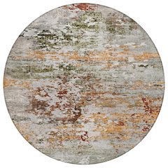 Machine Washable Indoor/Outdoor Chantille Terracotta 8' x 8' Round Rug