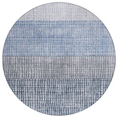 Machine Washable Indoor/Outdoor Chantille Blue 8' x 8' Round Rug