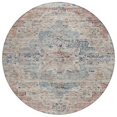 Machine Washable Indoor/Outdoor Chantille Beige 8' x 8' Round Rug