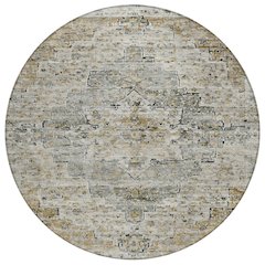 Machine Washable Indoor/Outdoor Chantille Taupe 8' x 8' Round Rug