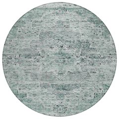 Machine Washable Indoor/Outdoor Chantille Teal 8' x 8' Round Rug