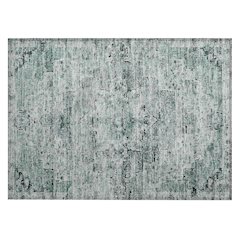 Machine Washable Indoor/Outdoor Chantille Teal 1'8" x 2'6" Rug