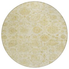 Machine Washable Indoor/Outdoor Chantille Gold 8' x 8' Round Rug