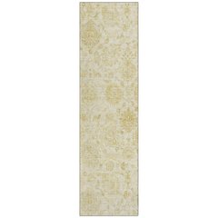 Machine Washable Indoor/Outdoor Chantille Gold 2'3" x 7'6" Runner Rug