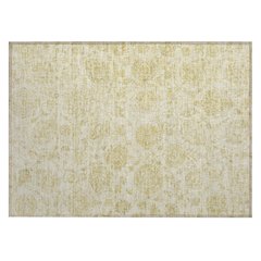 Machine Washable Indoor/Outdoor Chantille Gold 1'8" x 2'6" Rug