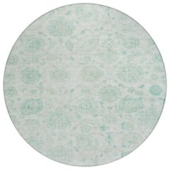 Machine Washable Indoor/Outdoor Chantille Turquoise 8' x 8' Round Rug