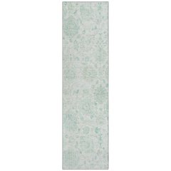 Machine Washable Indoor/Outdoor Chantille Turquoise 2'3" x 7'6" Runner Rug