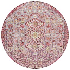 Machine Washable Indoor/Outdoor Chantille Merlot 8' x 8' Round Rug