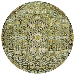 Machine Washable Indoor/Outdoor Chantille Olive 8' x 8' Round Rug