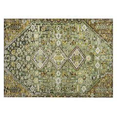 Machine Washable Indoor/Outdoor Chantille Olive 1'8" x 2'6" Rug