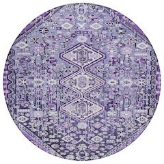 Machine Washable Indoor/Outdoor Chantille Purple 8' x 8' Round Rug