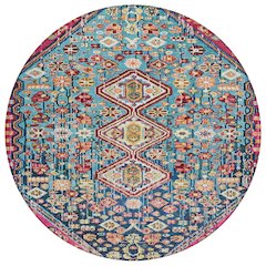 Machine Washable Indoor/Outdoor Chantille Teal 8' x 8' Round Rug
