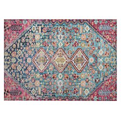 Machine Washable Indoor/Outdoor Chantille Teal 1'8" x 2'6" Rug
