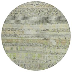 Machine Washable Indoor/Outdoor Chantille Beige 8' x 8' Round Rug