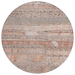 Machine Washable Indoor/Outdoor Chantille Terracotta 8' x 8' Round Rug