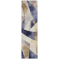 Machine Washable Indoor/Outdoor Chantille Navy 2'3" x 7'6" Runner Rug